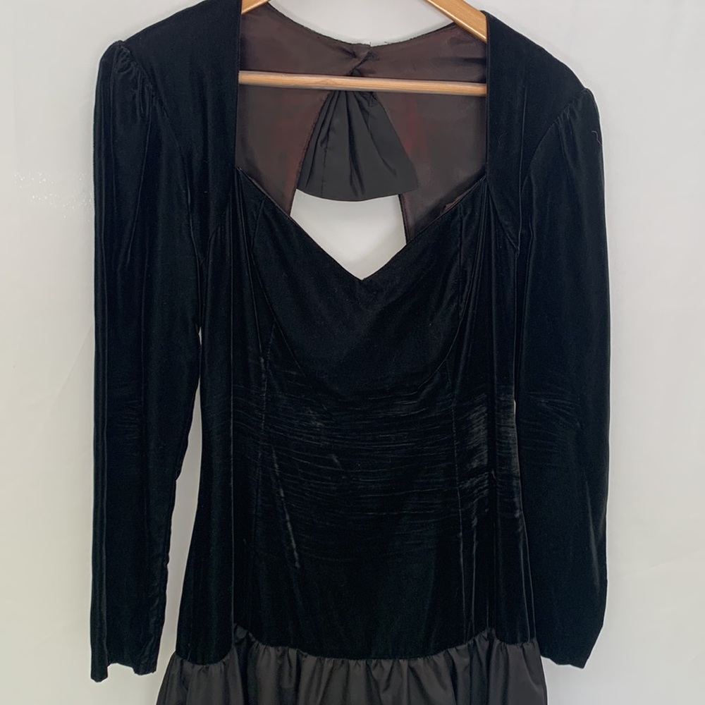 Vintage GUNNE SAX by Jessica McClintock Velvet & Taffeta Dress Black Size Medium - Picture 2 of 14